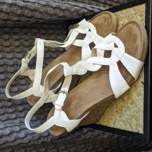 Summer white strappy wedges